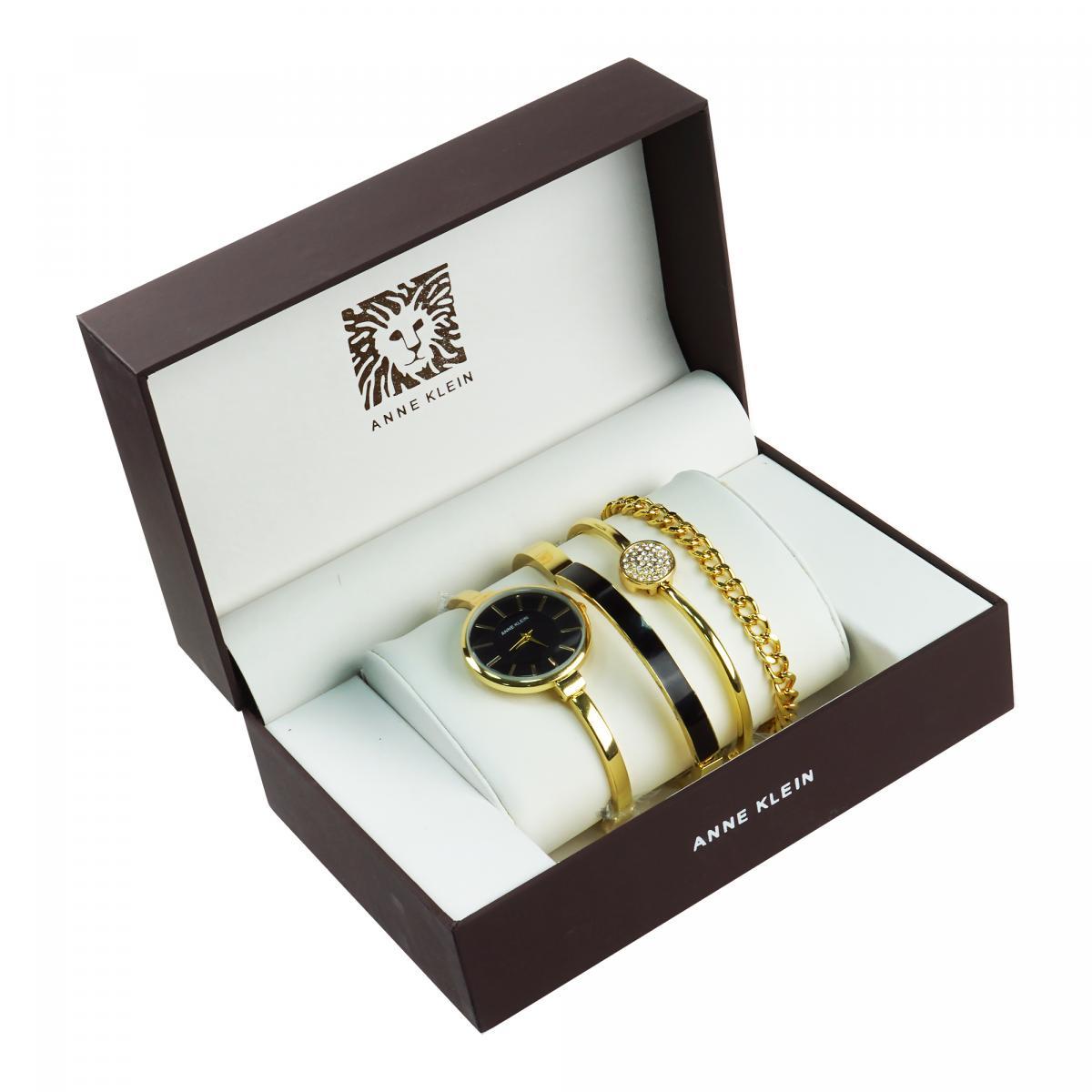 Часы в подарочной упаковке Anne Klein, цвет золотистый + черный