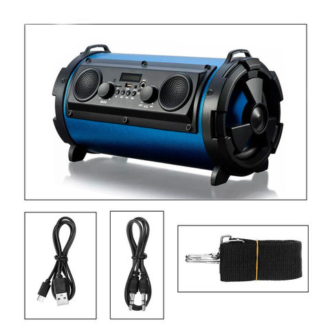 Колонка-бумбокс портативная GOLDENULTRA BT-1602 {Bluetooth, Hi-Fi, FM, USB, TF card, AUX, MIC} (Синий) - фото 7 - id-p69826892