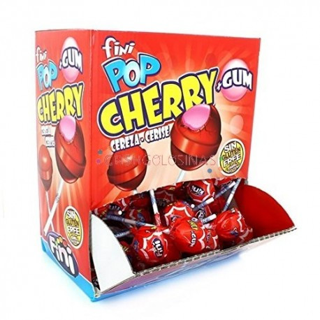 Леденец Финипоп Вишня FINI POP Cherry с жевательной резинкой 5.5 гр. (100шт в упак)