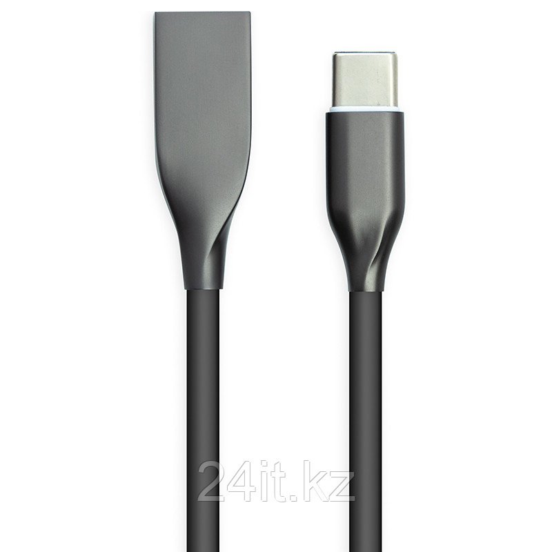 Кабель PowerPlant USB - Type-C, 2м, силикон, черный