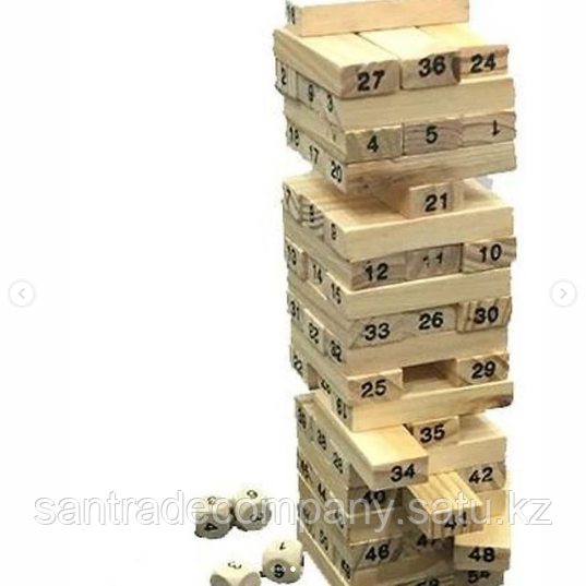 Настольная игра Jenga 54, с цифрами на брусках