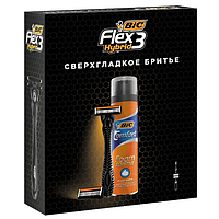 BIC Flex 3 Hybrid Подарочный набор (Станок + 2 кассеты и пена 250 мл.)