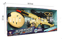 Игровой набор военного "Justice Force" песочный (автомат, шлем, очки и др)