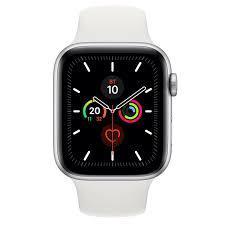 Apple Watch Series 5, GPS, корпус 44 мм, алюминий серебристого цвета, спортивный ремешок белого цвета,