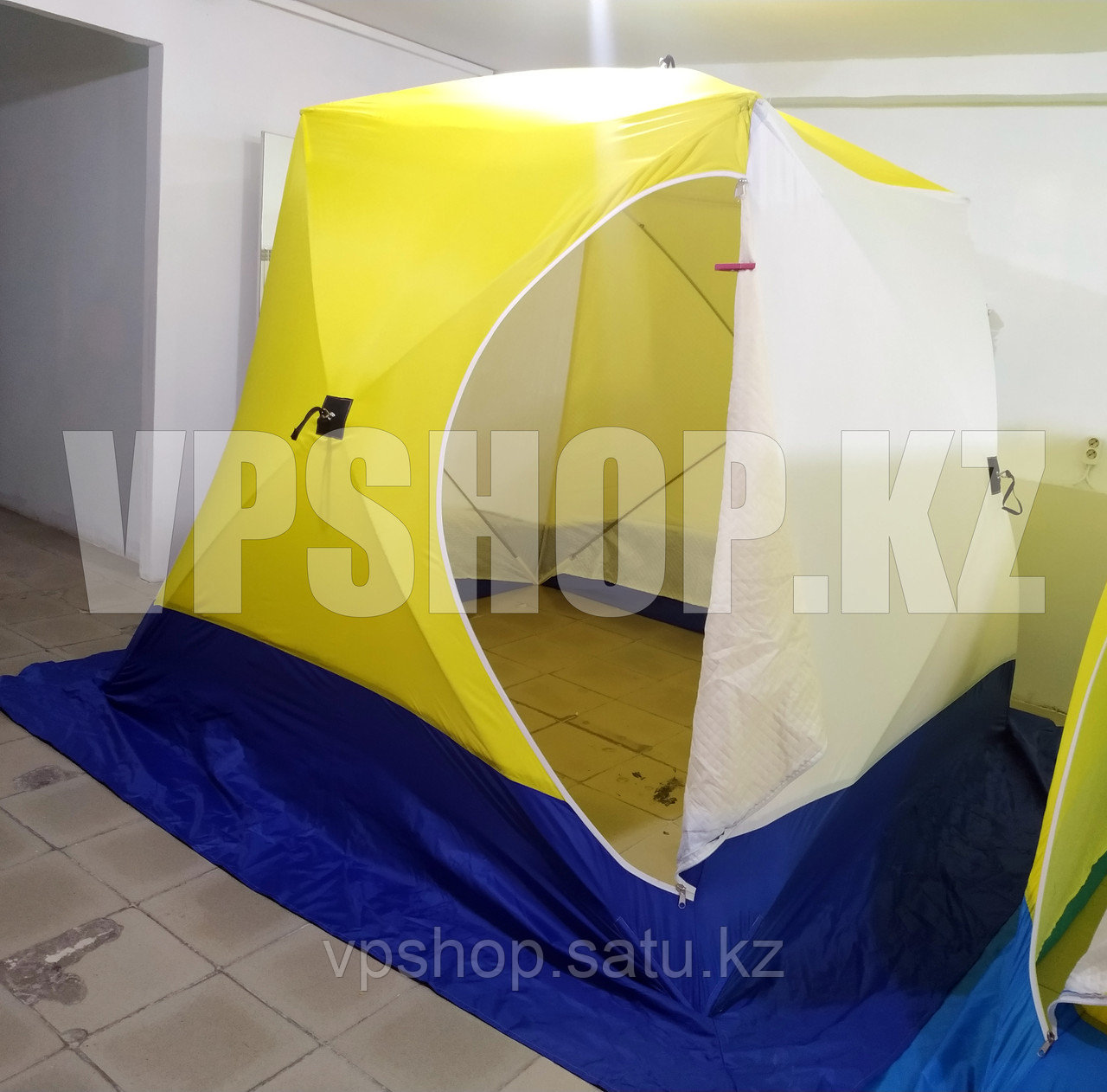 Утепленная палатка СТЭК КУБ-3, 3-х слойная палатка для зимней рыбалки на синтепоном 220х220х200