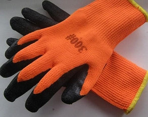 Перчатки 300 # оранжевые каучуковое покрытие ладони, с обливом