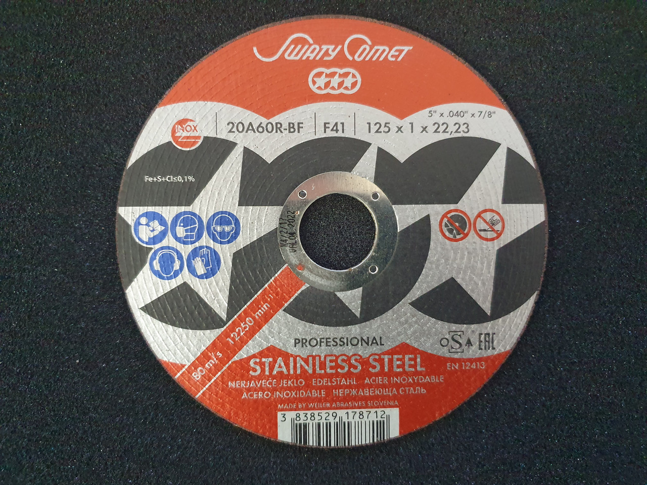 Круг отрезной Inox&Metal 125 х 1 х 22,23 SwatyComet 20A60R-BF (Weiler Abrasives, Slovenija)