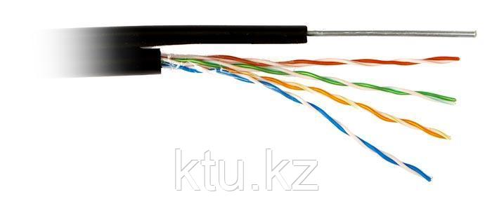 Кабель FTP CAT5E 4P 24AWG PE, для внешней прокладки с тросом - фото 1 - id-p69944953