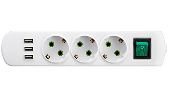 Колодка с/з 3 входа с USB выключателем