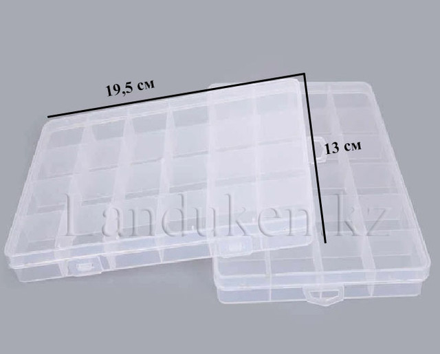 Organajzer dlya melochej 24 yachejki boks plastikovyj s dvumya zashchelkami Органайзер для мелочей 24 ячейки бокс пластиковый с двумя защелками