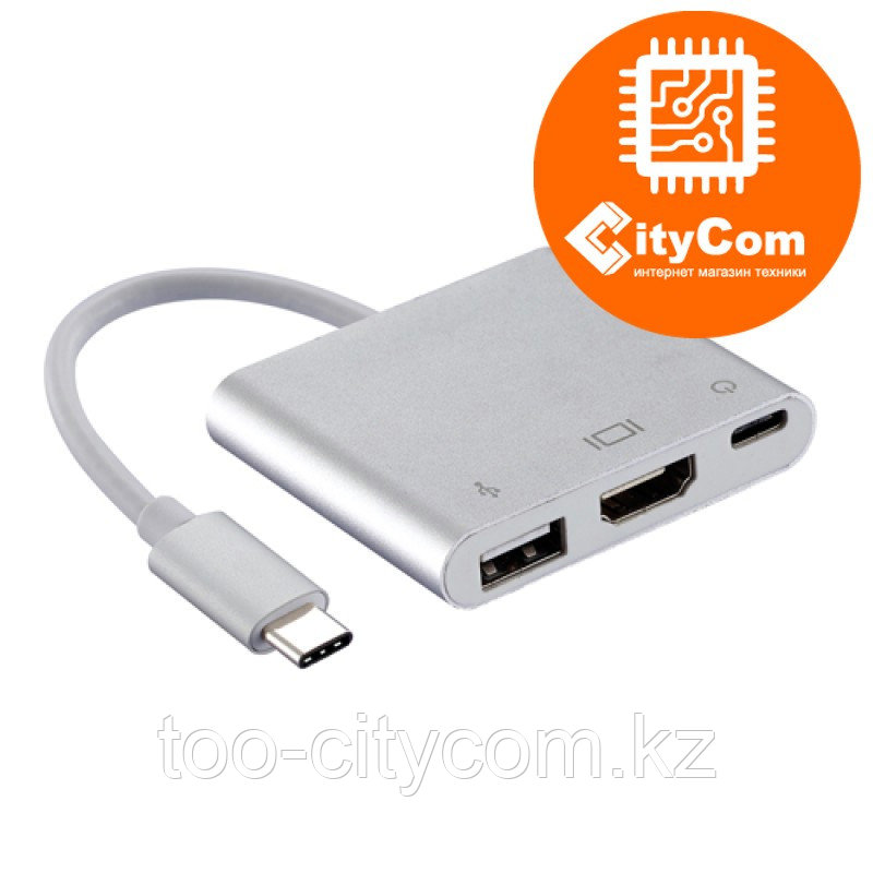 Адаптер (адаптер) USB Type-C to HDMI Adapter +USB 3.0 + USB-C out адаптері. Конвертер. Арт.4951/4952, фото 1