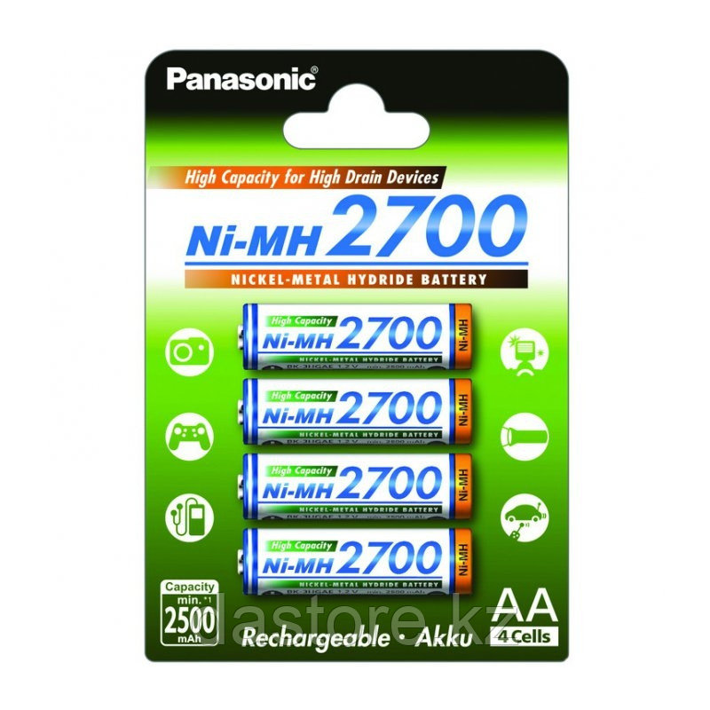 Panasonic Аккумулятор типа AA 2700 4BP(BK-3HGAE/4BE), 2700 мАч, 4 шт, блистер АА