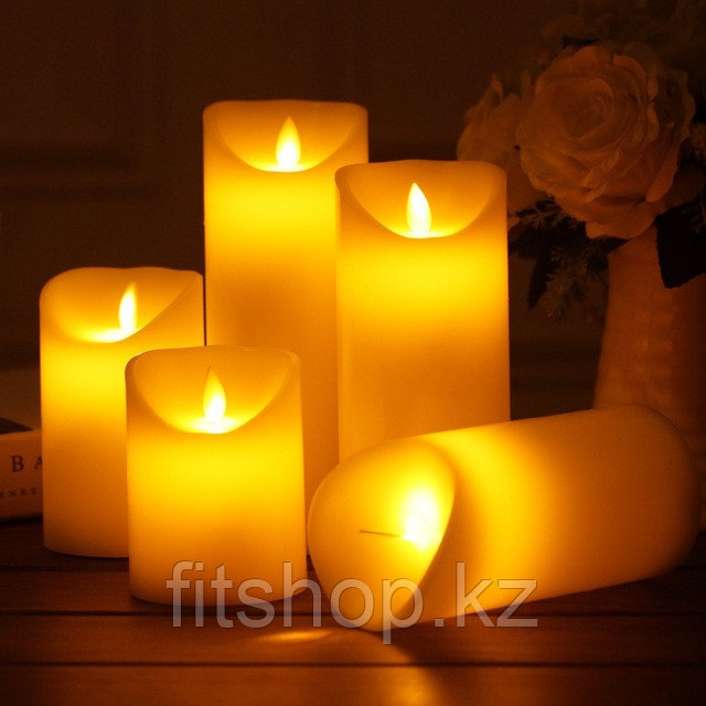 Светодиодная свеча размер  9*12,5 см( Эффект живого огня ), фото 1