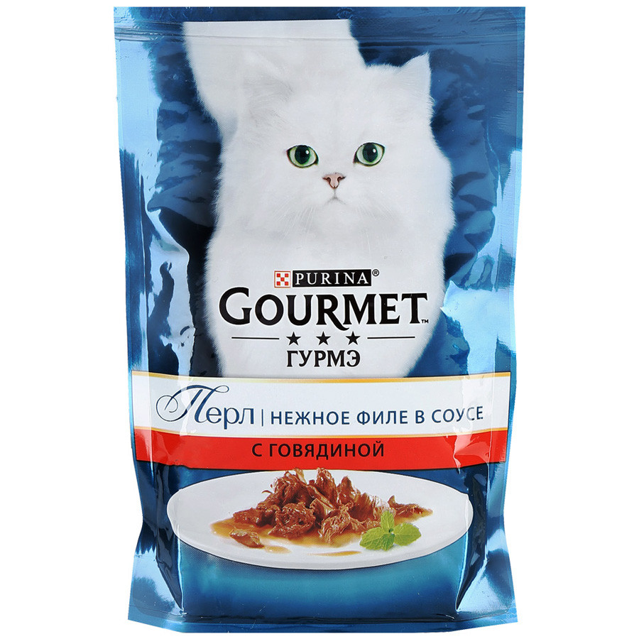 Gourmet Perle Влажный корм для кошек со вкусом Говядина в соусе