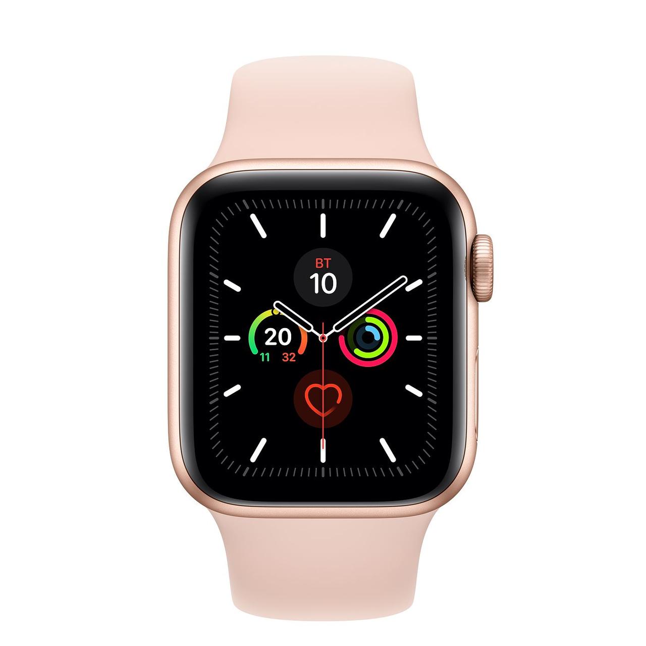 Apple Watch Series 5, 40 мм, корпус из алюминия золотого цвета, спортивный браслет цвета «розовый песок»