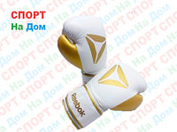 Боксерские перчатки Reebok кожа (цвет белый, золото) 12,14,16OZ