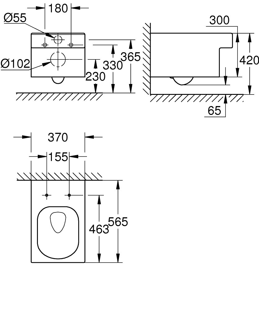 GROHE Подвесной унитаз Cube Ceramic, безободковый 3924400H с сиденьем микролифт - фото 4 - id-p70011787