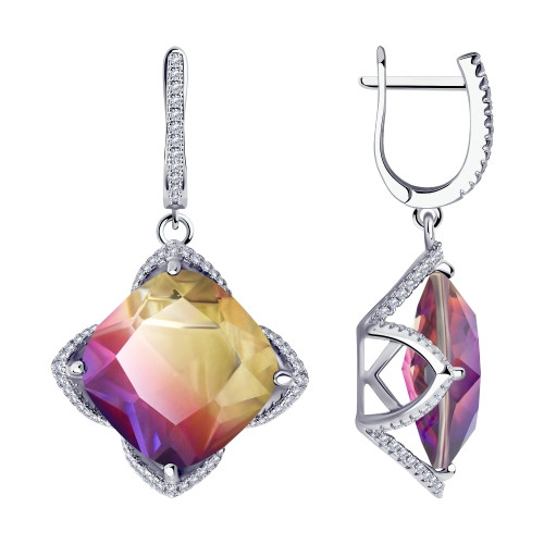 Серьги из серебра с ситаллом и ситаллом синт. Diamant DIAMANT (SOKOLOV) 94-321-00499-1