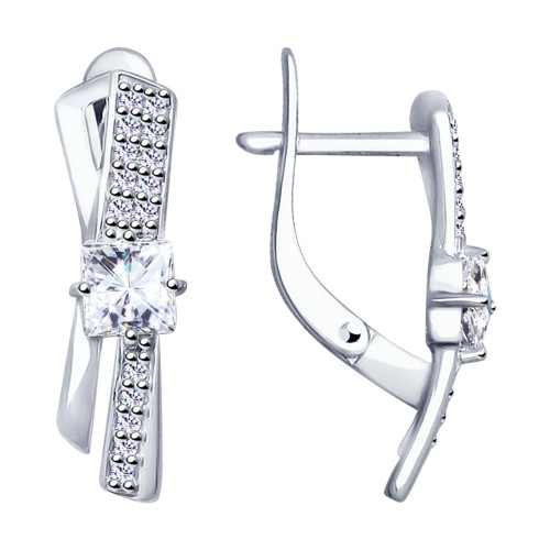 Серьги из серебра с фианитами SOKOLOV 94022785
