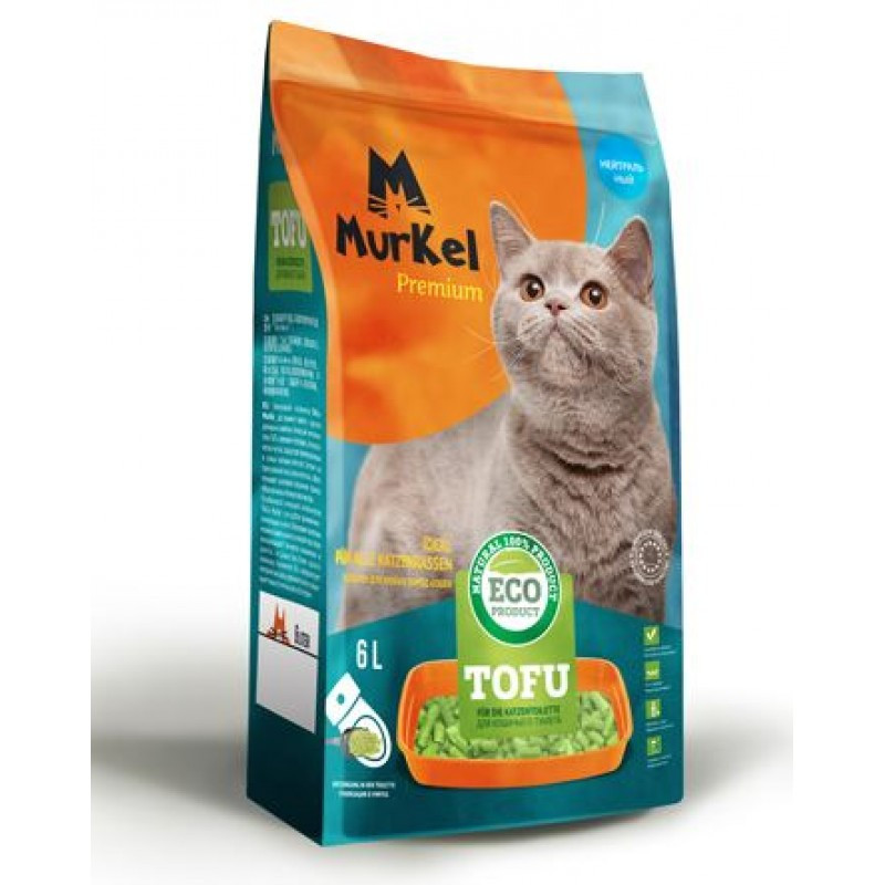 Комкующийся соевый наполнитель Murkel ToFu с зеленым чаем