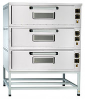 Шкаф пекарский подовый ЭШП-3КП электрический, 3 оцинк. камеры 1035x800x263(233) мм, пароувлажнение, нерж. ТЭН-