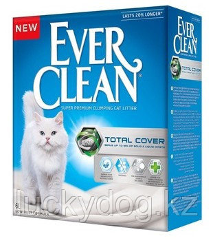 Ever Clean 10л, Total Cover с микрогранулами двойного действия комкующийся наполнитель для кошачьего туалета