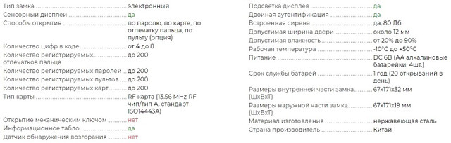 Характеристики биометрического кодового замка для установки на стеклянные двери Selock Glass