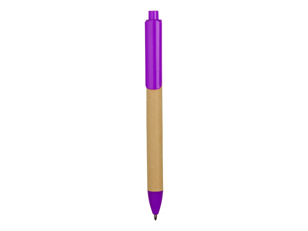 Ручка картонная пластиковая шариковая Эко 2.0, бежевый/фиолетовый - фото 2 - id-p70027214