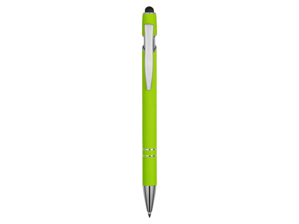 Ручка металлическая soft-touch шариковая со стилусом Sway, зеленое яблоко/серебристый - фото 2 - id-p70027263