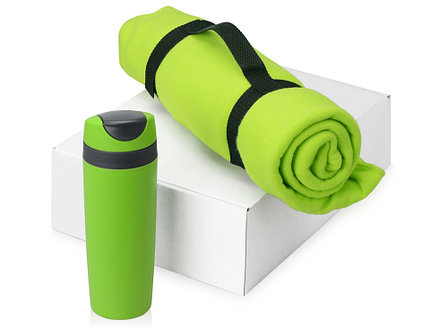 Подарочный набор Cozy с пледом и термокружкой, зеленый, фото 2