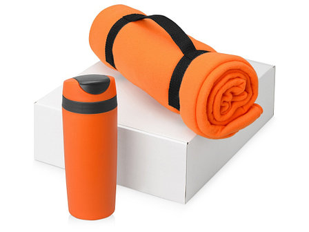 Подарочный набор Cozy с пледом и термокружкой, оранжевый, фото 2