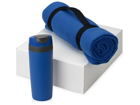 Подарочный набор Cozy с пледом и термокружкой, синий, фото 2