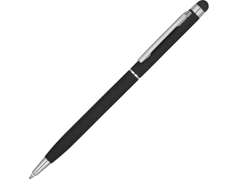 Ручка-стилус шариковая Jucy Soft с покрытием soft touch, черный - фото 1 - id-p70027396