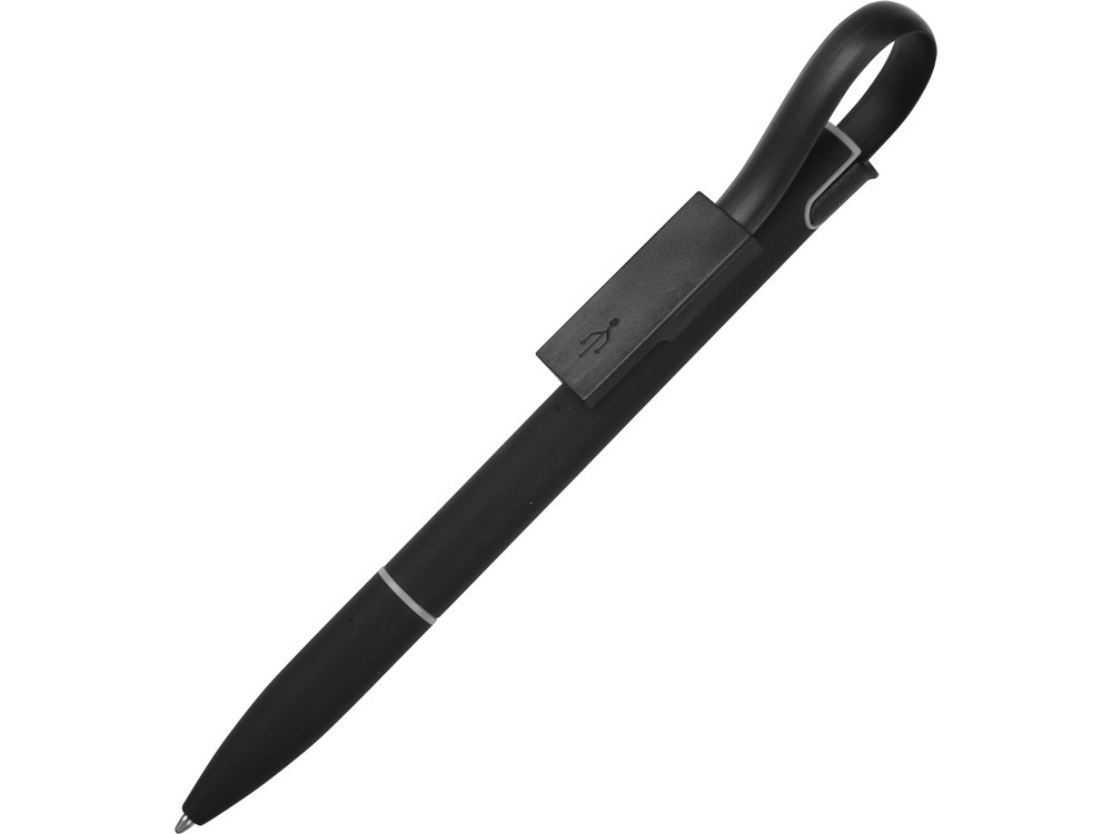 Ручка шариковая с кабелем USB, черный - фото 1 - id-p70027418