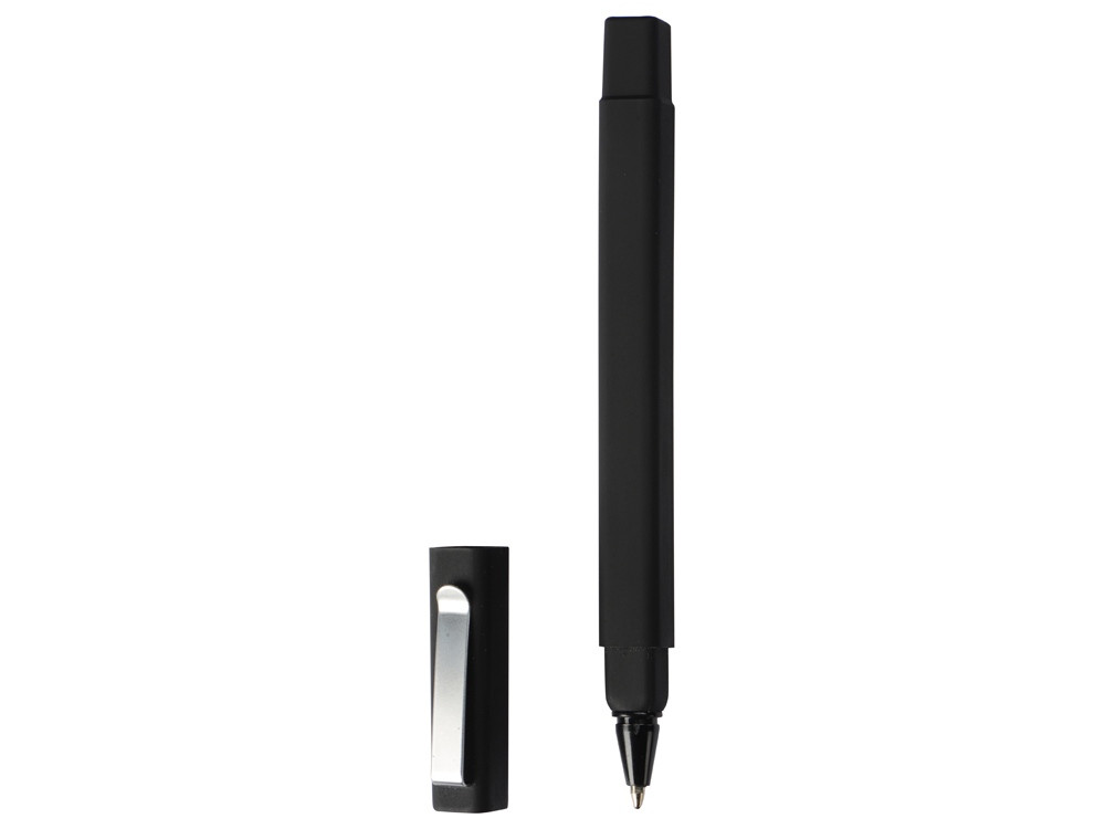 Ручка шариковая пластиковая Quadro Soft, квадратный корпус с покрытием софт-тач, черный - фото 2 - id-p70027440