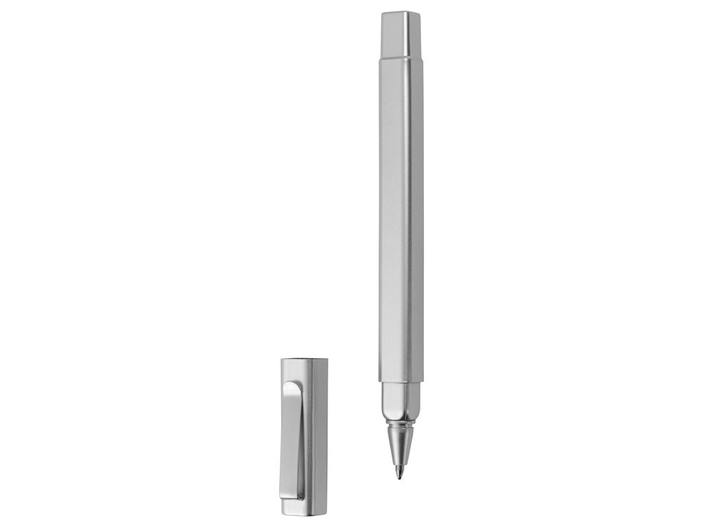 Ручка шариковая пластиковая Quadro, квадратный корпус, серебристый - фото 2 - id-p70027441