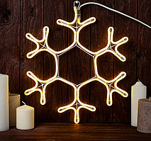 Новогодняя светодиодная фигура "Снежинка" - 40 х 40 см (дюралайт, теплый свет)