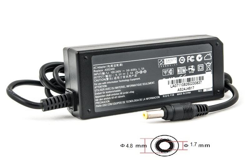 Блок питания для ноутбуков PowerPlant ASUS 220V, 9.5V 24W 2.5A (4.8*1.7)