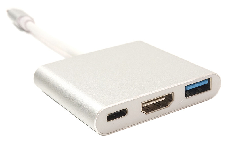 Кабель-переходник PowerPlant USB C-Type - HDMI/USB Multiport Adapter для MacBook 12, 0.15m