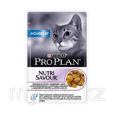Pro Plan NutriSavour Housecat влажный корм с индейкой в желе для домашних кошек 85гр