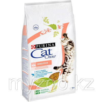 Cat Chow Sensitive, Кэт Чау корм для кошек с чувствительным пищеварением, уп.1,5 кг