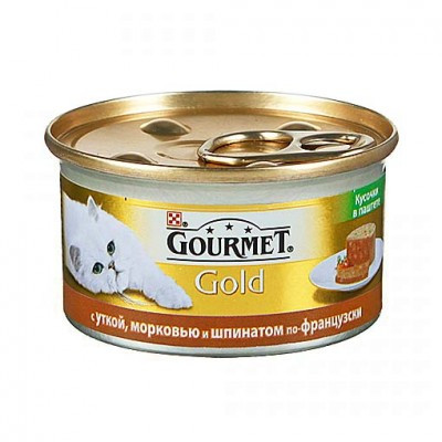 Gourmet Голд для кошек кусочки в паштете с уткой, морковью и шпинатом по-французски, 24 шт * 85гр. - фото 1 - id-p70050435