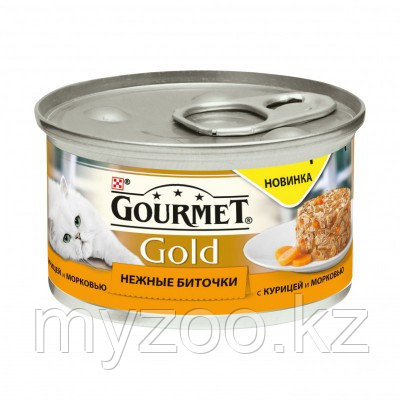 Gourmet Gold, Гурмэ Голд нежные биточки, курица с морковью, баночка 85 гр.