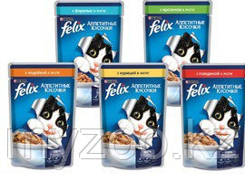 Felix, Феликс кусочки с ягненком в желе для кошек, уп. 24*пауч 85гр