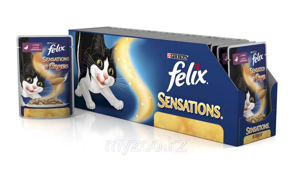 Felix Sensation, Феликс Сенсейшн кусочки утки с морковью в соусе для кошек, уп. 24*пауч 85гр