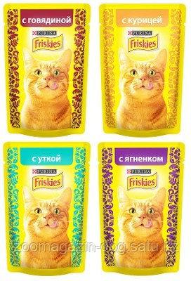 Friskies для кошек кусочки говядины в подливе, уп.26*пауч.85гр.