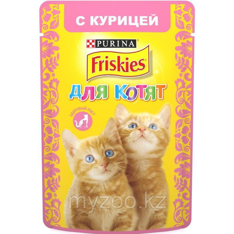 Friskies, Фрискис, влажный корм для котят, кусочки с курицей в подливе, уп.26*пауч.85гр.