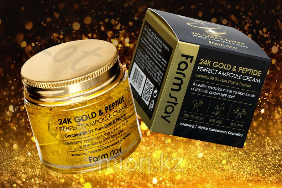 Антивозрастной ампульный крем для лица с золотом и пептидами FarmStay 24K Gold & Peptide Perfect Ampoule Cream - фото 1 - id-p70072484