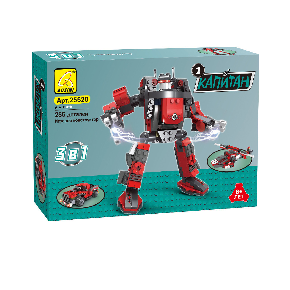 Игровой конструктор Ausini 25620 Роботы 3в1 286 деталей Цветная коробка