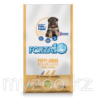 Forza10 MEDIUM/LARGE PUPPY&JUNIOR Pollo&Patate для щенков средних и крупных пород из курицы и картофеля, 15кг. - фото 1 - id-p70080346